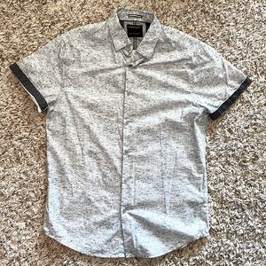 Denim & Flower Gray Short Sleeve Button Down